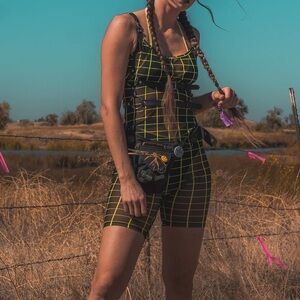 Dolls Kill/KTOO Mesh Checker Jumpsuit